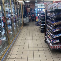 Flying J Travel Center - Drink cooler and entrance to Denny's/restrooms