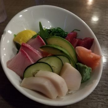 KuniSama - Chirashi bowl slightly modified with seaweed salad and rice - Sushi Bars Near Me - Fresno, California KuniSama - Chirashi bowl slightly modified with seaweed salad and rice - Sushi Bars Near Me - Fresno, California