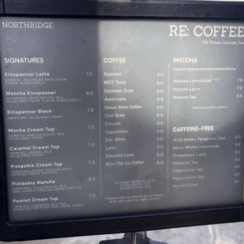 Re Coffee - Menu (October 2025) - Desserts Near Me - Northridge, California Re Coffee - Menu (October 2025) - Desserts Near Me - Northridge, California