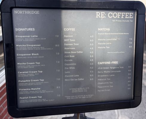 Menu photo 8 Re Coffee Northridge, CA