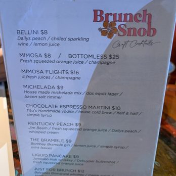 Brunch Snob - Drink Menu 8-22 - Breakfast & Brunch Near Me - Phoenix, Arizona