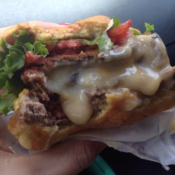 Shake Shack Boca Raton - Shake Stack burger with a fried cheese stuffed Portobello mushroom - Burgers Near Me - Boca Raton, Florida