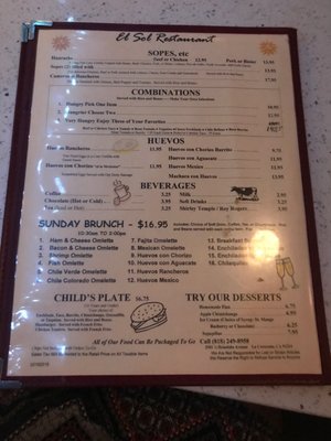 Menu photo 4 El Sol Family Restaurant Glendale, CA