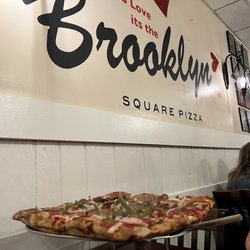 Brooklyn Square Pizza - The upside down with peppers, onions, and meatballs.