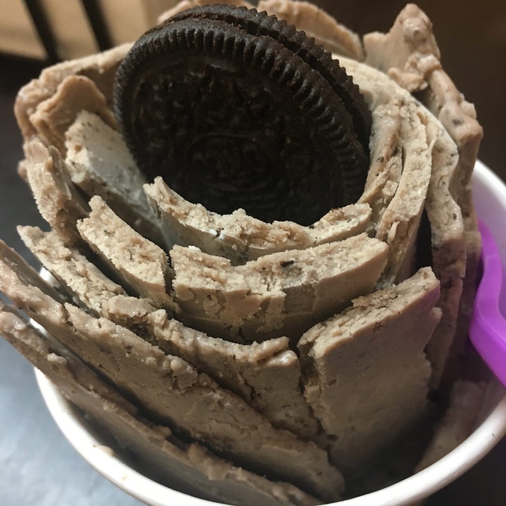 Cookies and cream rolled ice cream. Cookies and cream rolled ice cream.