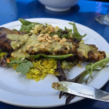Jettywave Distillery - Satay for the boys. Had to convince them the green sauce wouldn't hurt them. They enjoyed it. - Distilleries Near Me - Half Moon Bay, California