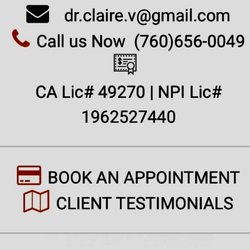 Claire Vines, Psy.D - License #
NPI #