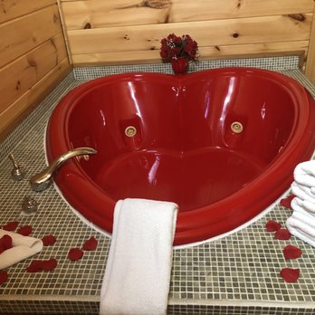 Country Road Cabins - Red heart shaped jacuzzi tub in the Love Shack Yurt - Vacation Rentals Near Me - Hico, West Virginia Country Road Cabins - Red heart shaped jacuzzi tub in the Love Shack Yurt - Vacation Rentals Near Me - Hico, West Virginia