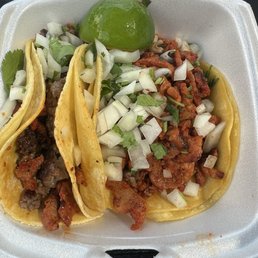 Fajita on the left El Pastor on the right Fajita on the left El Pastor on the right