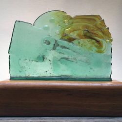 Waimea Arts Council - Recycled glass sculpture on wood base, by Hawaii artist J. Jay West.