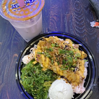 Quickly Boba Tea - Taro milk tea and volcano poke - Bubble Tea Near Me - Orlando, Florida