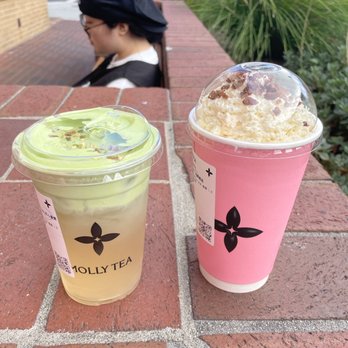 Molly Tea - Snowy Jasmine and pistachio coconut - Bubble Tea Near Me - San Mateo, California
