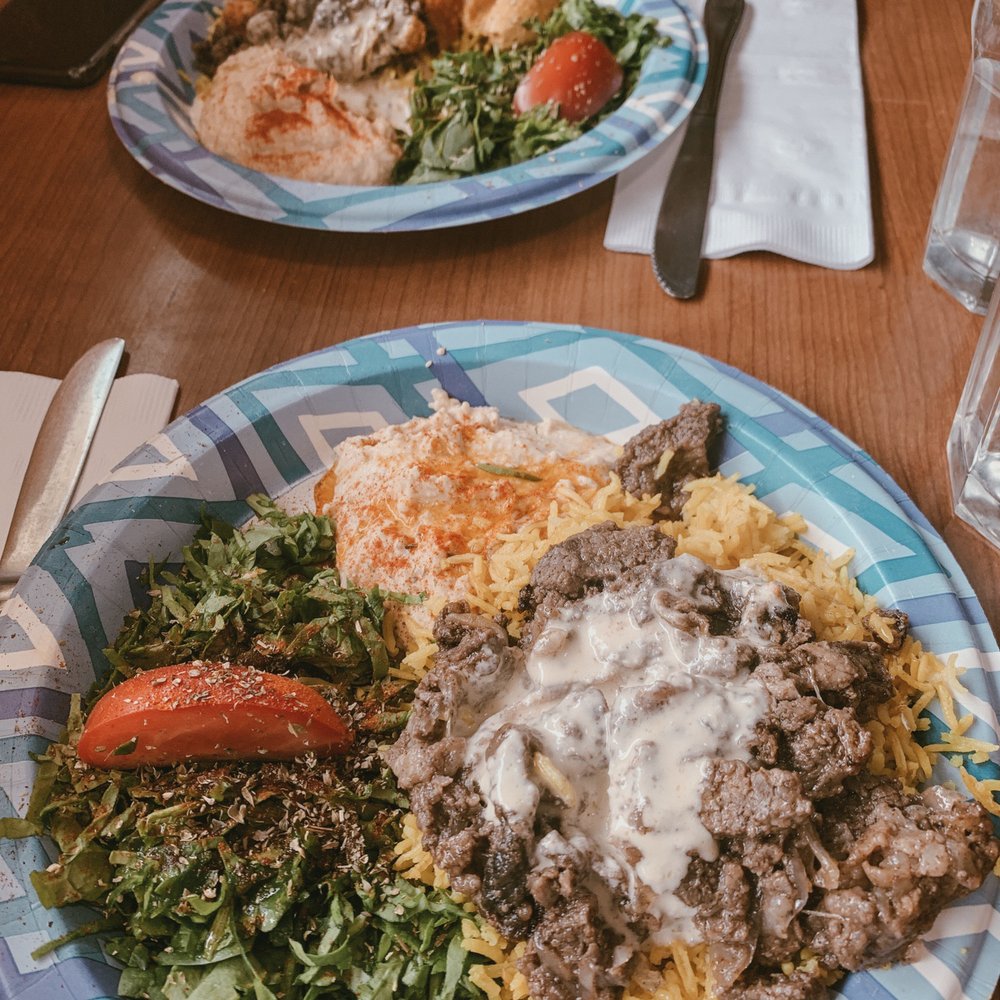 Paprika Cafe - Sharwarma plate and Garlic Chicken plate - Mediterranean Near Me - Monterey, California