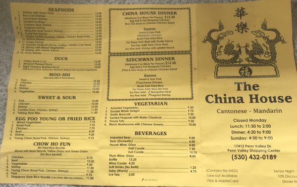 Menu photo 3 China House Penn Valley, CA
