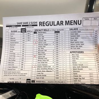 Sake Sake 2 Sushi - Sushi menu. - Sushi Bars Near Me - Upland, California