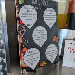 Seafood menu