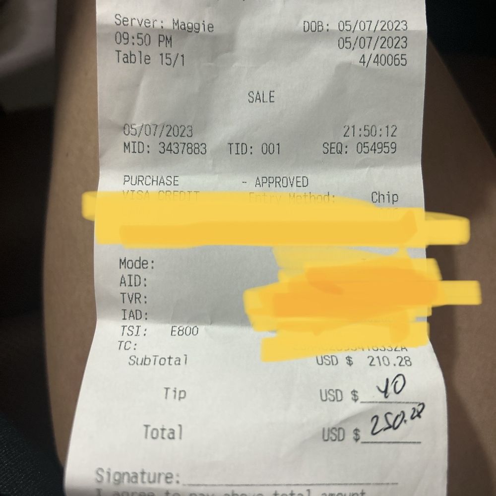 Samurai - Receipt 05/07/2023 - Steakhouses Near Me - Miami, Florida Samurai - Receipt 05/07/2023 - Steakhouses Near Me - Miami, Florida