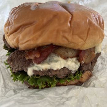 Red Wagon Burger - Bacon Bleu Cheeseburger! I highly suggest this burger. I love Bleu cheese. - Burgers Near Me - Renton, Washington Red Wagon Burger - Bacon Bleu Cheeseburger! I highly suggest this burger. I love Bleu cheese. - Burgers Near Me - Renton, Washington