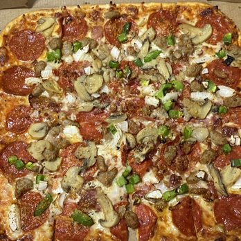 John Brooks Supermart - Everything they had except black olives and banana peppers on a thin crust - Grocery Near Me - Socorro, New Mexico