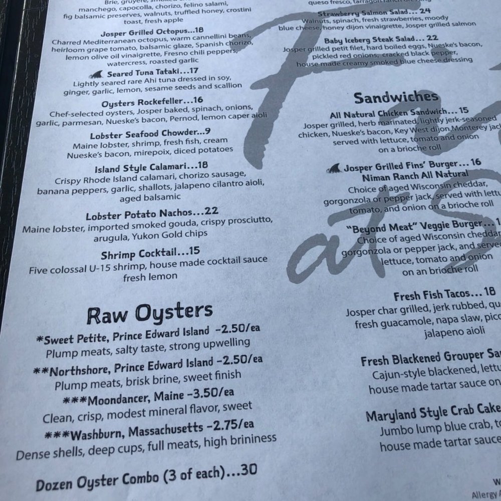 Fins At Sharky's - Lunch and small plates 9/2020 - Steakhouses Near Me - Venice, Florida Fins At Sharky's - Lunch and small plates 9/2020 - Steakhouses Near Me - Venice, Florida