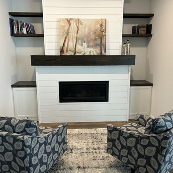 LB Closets - Finished fireplace wrap and floating shelves - Cabinetry Near Me - Tempe, Arizona