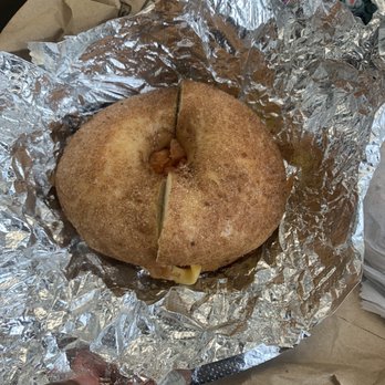 Sam's Bagels - Cinnamon sugar Bagel with Egg & Cheese & bacon - Bagels Near Me - Catonsville, Maryland Sam's Bagels - Cinnamon sugar Bagel with Egg & Cheese & bacon - Bagels Near Me - Catonsville, Maryland