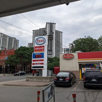 Esso - Sign. There's a Tim Hortons inside the Circle K. - Gas Stations Near Me - Toronto, Ontario