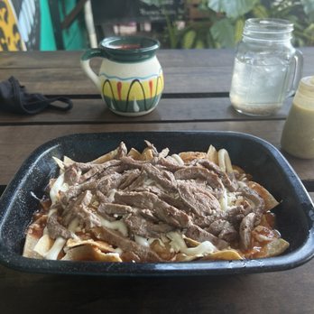 Los Chilaquiles - Chilaquiles Rojas con carne asada - Breakfast & Brunch Near Me - Tulum, ROO