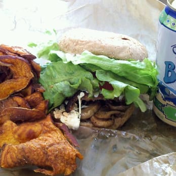 Evolution Fast Food - Mushroom and Swiss Burger with Sweet Potato Fries - Vegetarian Near Me - San Diego, California