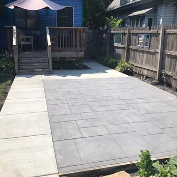 Baxter’s Concrete And Masonry - Stamped and colored concrete patio with standard concrete walkway. - Masonry/Concrete Near Me - Minneapolis , Minnesota