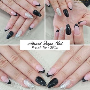 Ohana Nails - Black French Tip with Glitter #ohananails #nailsalon #blackfrenchtipnails #almondshapenails #glitternails #nailsofinstagram - Nail Salons Near Me - Long Beach, California Ohana Nails - Black French Tip with Glitter #ohananails #nailsalon #blackfrenchtipnails #almondshapenails #glitternails #nailsofinstagram - Nail Salons Near Me - Long Beach, California