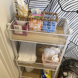Bathroom cart filled with everything you could possibly need! Bathroom cart filled with everything you could possibly need!