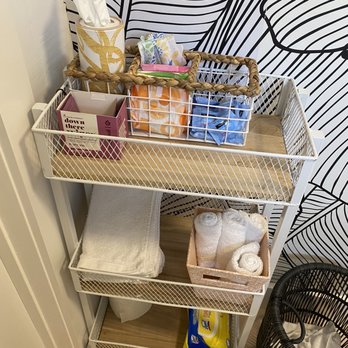 Two Chic Beautique - Bathroom cart filled with everything you could possibly need! - Eyelash Service Near Me - Orlando, Florida Two Chic Beautique - Bathroom cart filled with everything you could possibly need! - Eyelash Service Near Me - Orlando, Florida