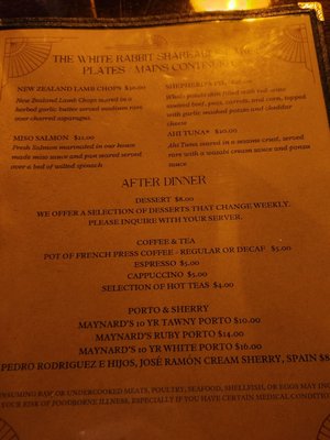 Menu photo 2 White Rabbit Cocktail Parlour Salisbury, NC Menu photo 2 White Rabbit Cocktail Parlour Salisbury, NC