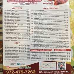 China Lake Chinese Restaurant - Menu