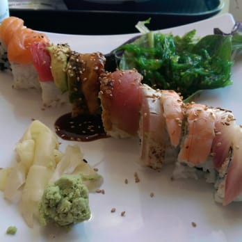 ROLL roll Roll - Super Rainbow, everything comes with seaweed salad on the side - Sushi Bars Near Me - Los Angeles, California ROLL roll Roll - Super Rainbow, everything comes with seaweed salad on the side - Sushi Bars Near Me - Los Angeles, California