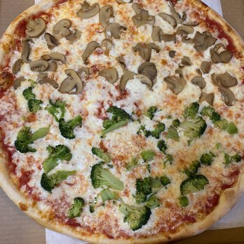 Mario's Pizza - Pizza half broccoli half mushroom - Pizza Near Me - Mercerville, New Jersey