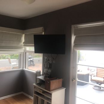 Silver's Creations - Beautiful roman shades in bedroom - Home Staging Near Me