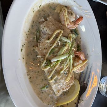 JB Hook's - Grouper supreme with shrimp scampi - Seafood Near Me - Lake Ozark, Missouri JB Hook's - Grouper supreme with shrimp scampi - Seafood Near Me - Lake Ozark, Missouri