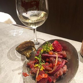 L'Avant Comptoir - tuna tartare w/ raspberries....yum - Tapas Bars Near Me - Paris, 75