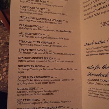 Ada Street - Cocktail menu - Bars Near Me - Chicago, Illinois