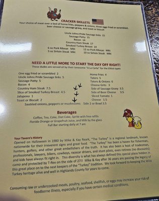Menu photo 5 Wild Turkey Tavern Avon Park, FL