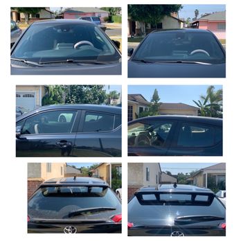 Evolve Film Concepts - Left side before tint and right side after. Except for the middle pictures those are switched.windshield 70% rear 30% front 50% - Car Window Tinting Near Me - Brea, California