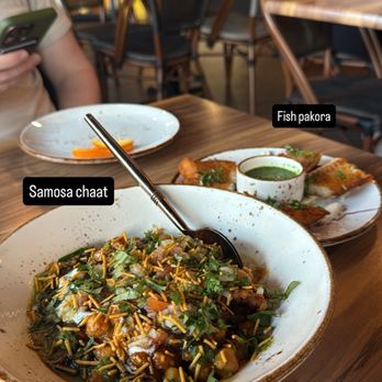 G.O.A.T. Room - Samosa Chaat and Fish Pakora - Indian Near Me - Washington, DC, District of Columbia G.O.A.T. Room - Samosa Chaat and Fish Pakora - Indian Near Me - Washington, DC, District of Columbia