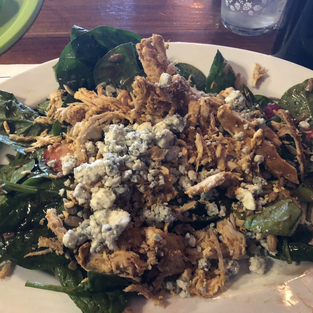 Druthers Brewing Company - Spinach and strawberry salad with Gorgonzola and smoked chicken. - Burgers Near Me - Albany, New York Druthers Brewing Company - Spinach and strawberry salad with Gorgonzola and smoked chicken. - Burgers Near Me - Albany, New York