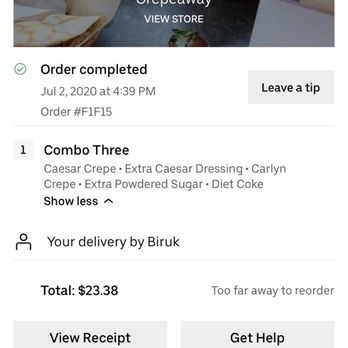 Crepeaway - My Uber eats order - Creperies Near Me - Washington, DC, District of Columbia