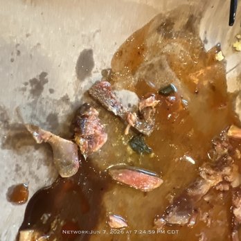 Mission BBQ - Some of the bone shards from the poorly butchered ribs. Looks like puke, n'est ce pas? - Barbeque Near Me - Gurnee, Illinois