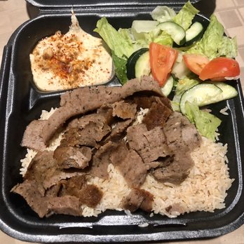 The Hummus Factory - Gyro Beef Plate With Brown Rice ($12.75 + .75 Brown Rice) - Mediterranean Near Me - Downey, California The Hummus Factory - Gyro Beef Plate With Brown Rice ($12.75 + .75 Brown Rice) - Mediterranean Near Me - Downey, California