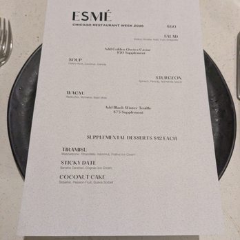 Esme - Restaurant week menu - Party & Event Planning Near Me - Chicago, Illinois