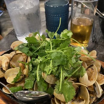 Dan Da - Huge pile of steamed Manila clams with a ton of fresh cilantro - Vietnamese Near Me - Aurora, Colorado